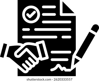 Contract Icon Glyph Vector Illustration