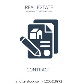contract icon. high quality filled contract icon on white background. from real estate collection flat trendy vector contract symbol. use for web and mobile