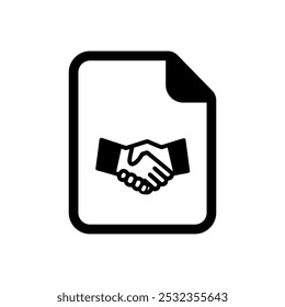 Ícone do Contrato Ilustrando Assinatura de Documentos, Contratos Comerciais e Compromissos Legais em Design de Linha de Arte Mínimo