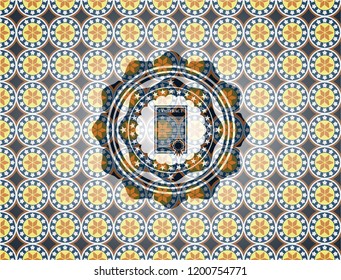 contract icon inside arabic emblem. Arabesque decoration.