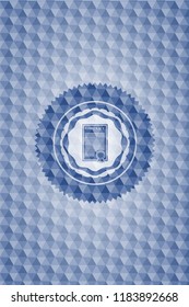contract icon inside blue badge with geometric pattern background.