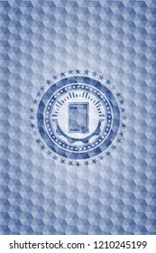 contract icon inside blue badge with geometric background.