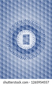 contract icon inside blue badge with geometric pattern background.