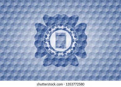 contract icon inside blue badge with geometric pattern background.