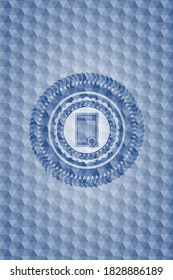 icono de contrato dentro de la insignia azul con un patrón geométrico. 