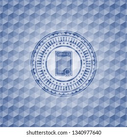 contract icon inside blue hexagon emblem.