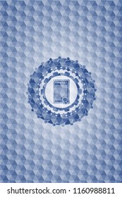 contract icon inside blue polygonal badge.