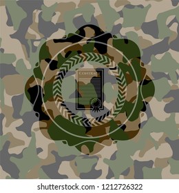 contract icon inside camouflage texture