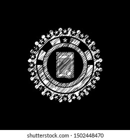 contract icon inside chalk emblem written on a blackboard