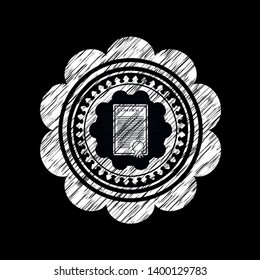 contract icon inside chalkboard emblem