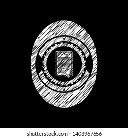 contract icon inside chalkboard emblem