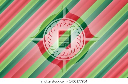 contract icon inside christmas badge.