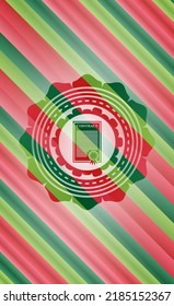 contract icon inside christmas badge. 