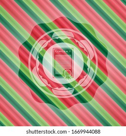 contract icon inside christmas emblem background.