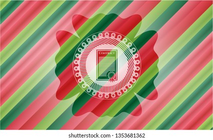 contract icon inside christmas style emblem.