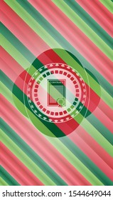 contract icon inside christmas style emblem.