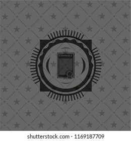contract icon inside dark emblem