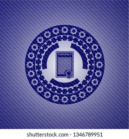 contract icon inside denim background