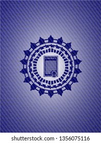 contract icon inside denim background