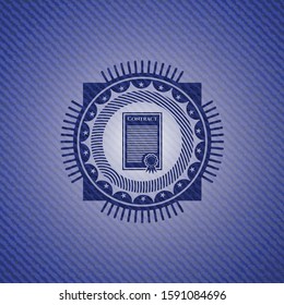 contract icon inside denim background