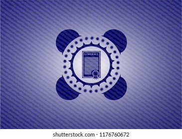 contract icon inside emblem with jean texture