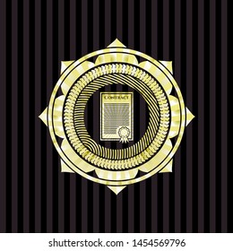 contract icon inside gold badge or emblem