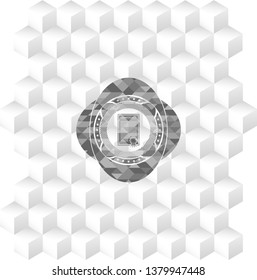 contract icon inside grey badge with geometric cube white background