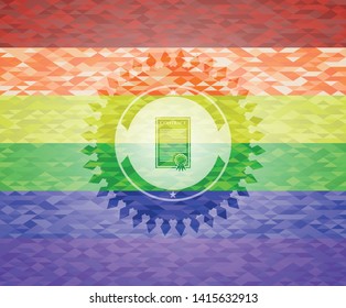 contract icon inside lgbt colors emblem 