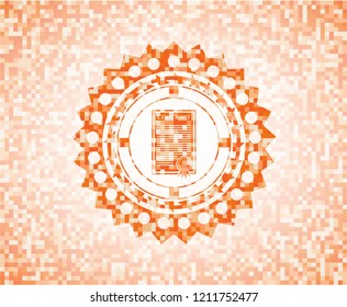 contract icon inside orange mosaic emblem with background