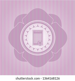 contract icon inside pink emblem