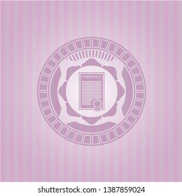 contract icon inside pink emblem. Vintage.