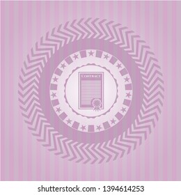 contract icon inside pink emblem. Vintage.