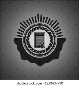 contract icon inside realistic black emblem