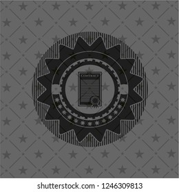 contract icon inside realistic black emblem