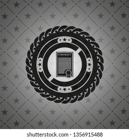 contract icon inside realistic black emblem