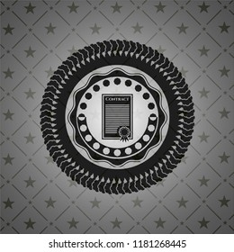 contract icon inside realistic dark emblem