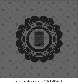 contract icon inside realistic dark emblem