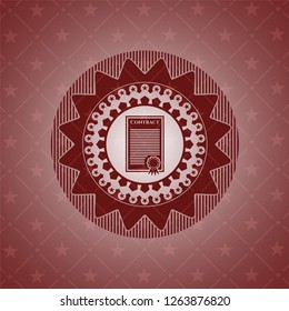 contract icon inside realistic red emblem