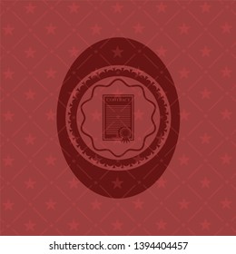 contract icon inside red emblem. Vintage.