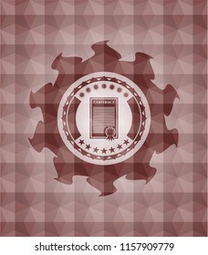 contract icon inside red seamless badge with geometric pattern background.