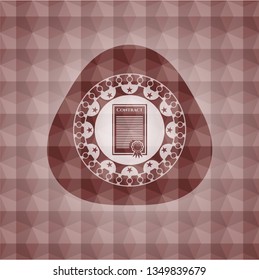 contract icon inside red seamless geometric badge.