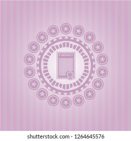 contract icon inside retro style pink emblem