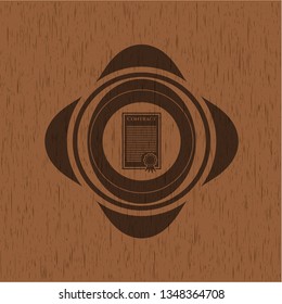 contract icon inside retro style wood emblem