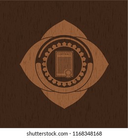 contract icon inside retro wood emblem