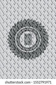 contract icon inside shiny silver emblem. Scales pattern. Vector Illustration. Detailed.