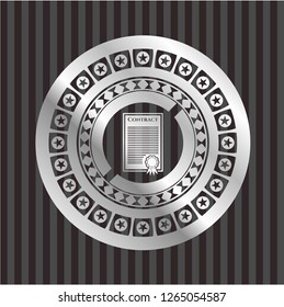 contract icon inside silver shiny emblem