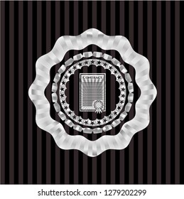  contract icon inside silver shiny badge
