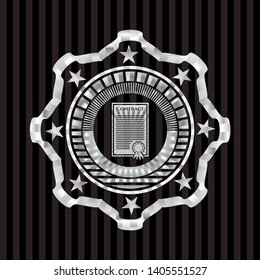 contract icon inside silver shiny badge