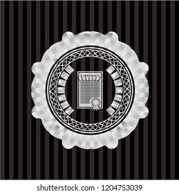 contract icon inside silvery badge or emblem