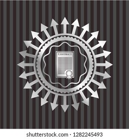 contract icon inside silvery badge or emblem